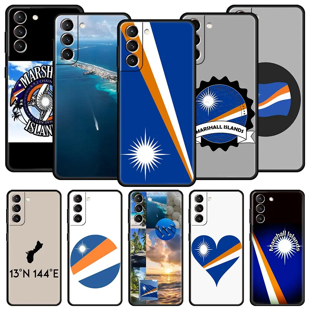 Funda de teléfono con bandera de las Islas Marshall para Samsung Galaxy S25 Edge S24 S23 S22 S20 Ultra S21 FE 5G S10 Plus, funda suave de TPU
