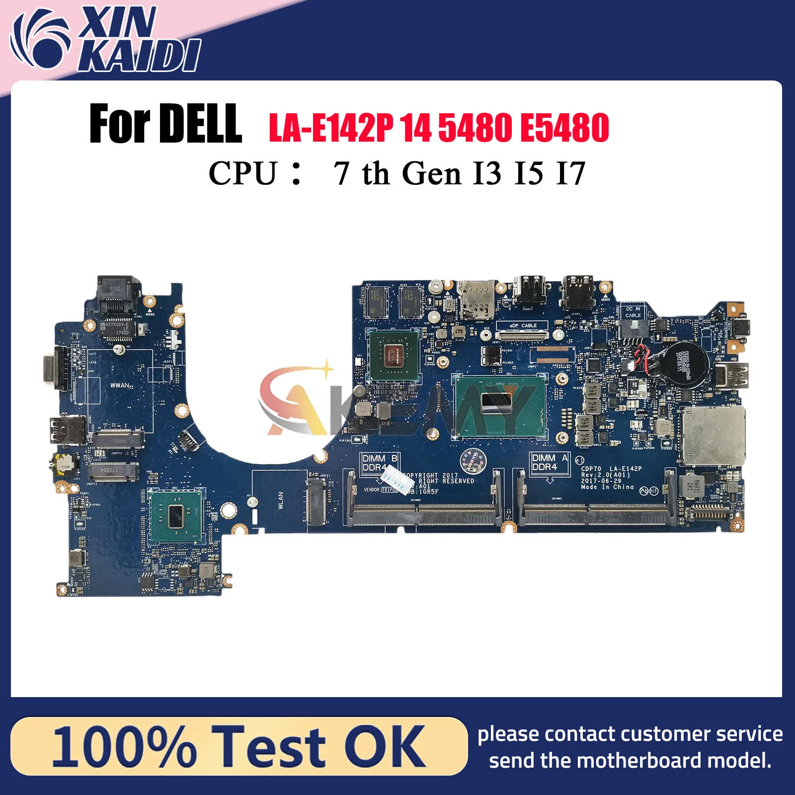 Para Dell Latitude 5480 placa base de portátil LA-E142P con CPU i5 i7 0JNY4X 082YCP 0HWNFC 0M11M5 100% completamente probado