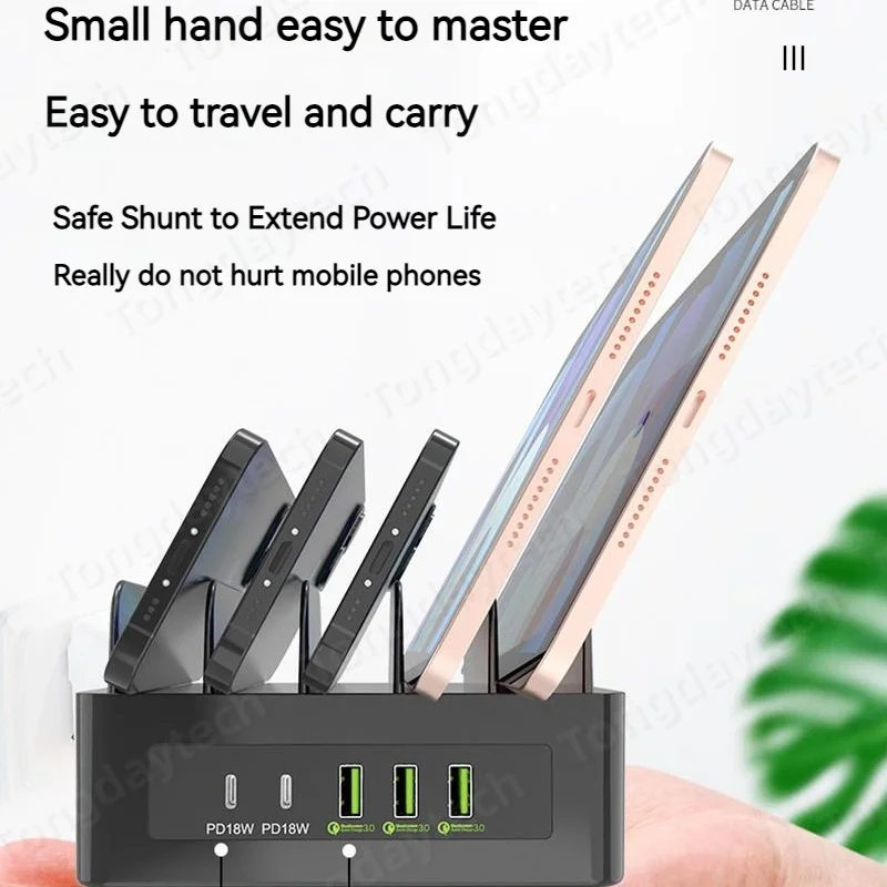 Cargador USB multitableta de 100W, estación de carga rápida con 7 puertos, soporte para teléfono, PD, QC3.0, cargador para iPhone 13, Ipad, Samsung y Xiaomi - imagen 5