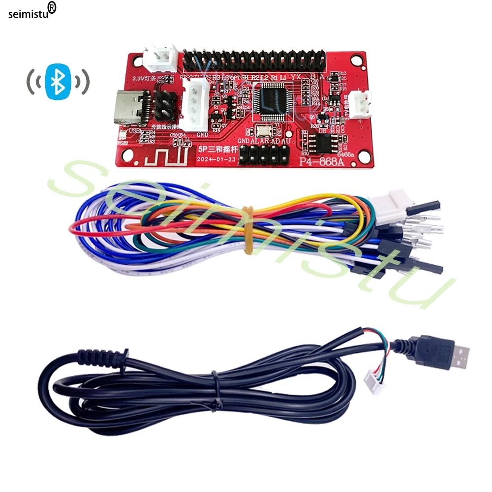 Codificador inalámbrico Bluetooth, placa PCB, controlador USB Arcade Zero Delay para PC, PS3, PS4, IOS, placa de joystick de un jugador