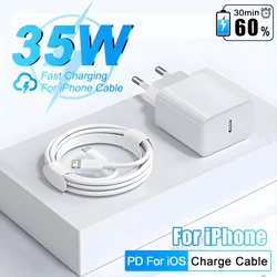 Cargador Rápido 35W Power Delivery USB-C para iPhone 14 13 12 11 Pro