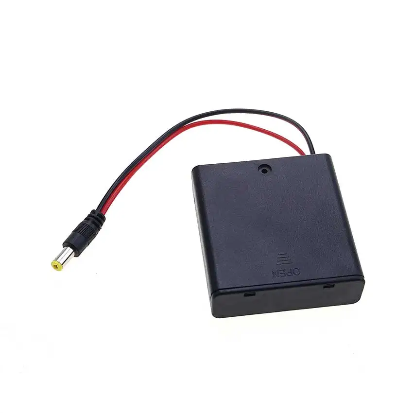 JCD 4 ranuras AA cubierta de almacenamiento de batería caja soporte de carcasa con cables DC 5,5*2,1mm PH2.0 XH2.54 SM DuPont Cable soporte de batería - imagen 5