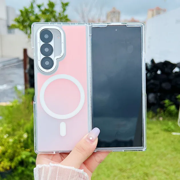 Para Samsung Galaxy Z Fold 6 funda magnética ELVEV camaleón anticaída suave TPU duro PC succión cubierta de teléfono plegable - imagen 3