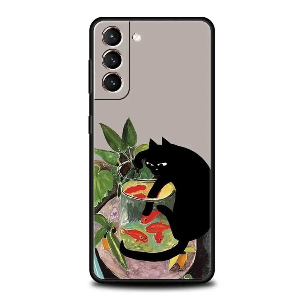 Funda para Teléfono Samsung Galaxy S25 Edge S24 S23 S22 S21 Ultra S20 FE 5G S10 S10E S9 Plus, Funda Protectora de TPU Suave con Diseño de Gato Jugando - imagen 3