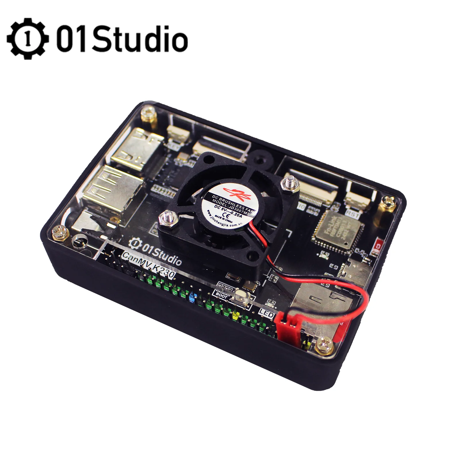 01Studio CanMV K230 AI caja de placa de desarrollo caja multiusos con ventilador y pantalla de 3,5 pulgadas - imagen 3