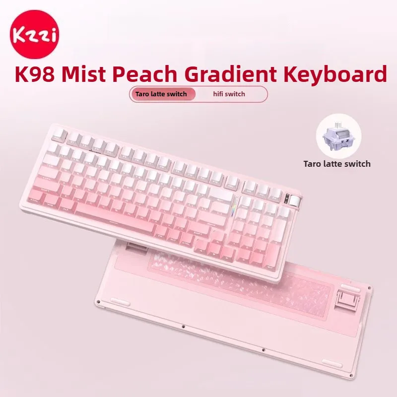 Teclado mecánico KZZI K98, 3 modos RGB con perilla, alfombrilla numérica, junta intercambiable en caliente, teclado de oficina para juegos, soporte WIN/MAC - imagen 2