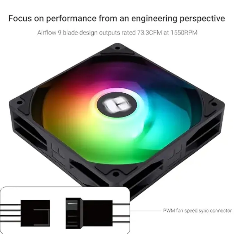 Thermalright TL-C12C-X28-S 1/3/5 Uds ventilador de CPU ventilador de refrigeración negro con ventilador de caja de Control PWM de velocidad de 1550RPM para refrigeración de carcasa y CPU - imagen 3