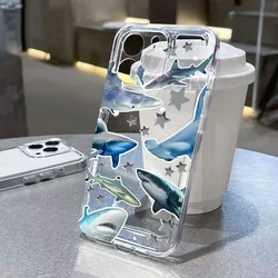 Samsung Galaxy A56 5G Funda Transparente con Etiqueta Tiburón Marino