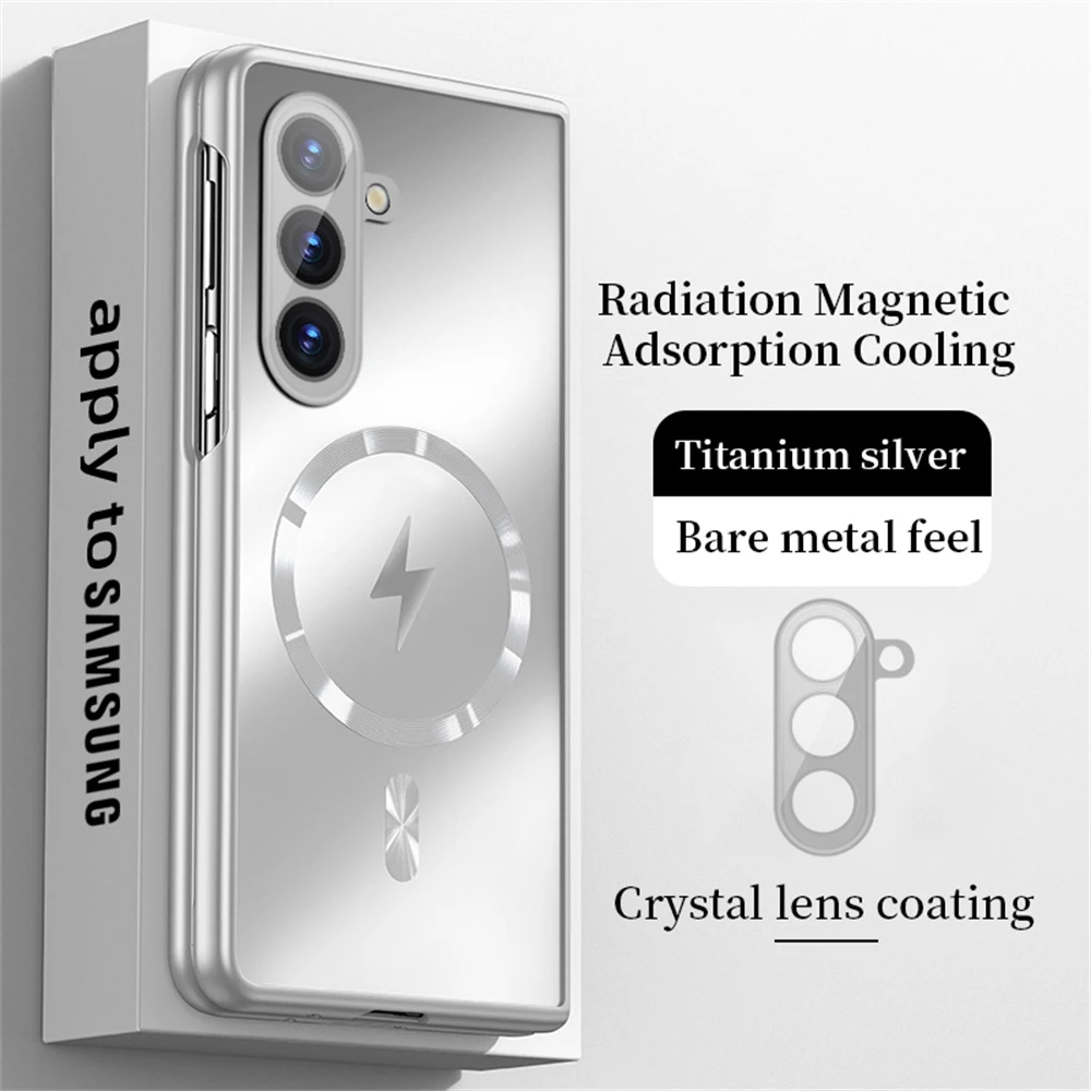 Funda AG esmerilada mate de carga inalámbrica Magsafe de lujo para Samsung Z Fold 7 6 zfold 5 4 3 5G cubierta trasera de protección de lente completa - imagen 2