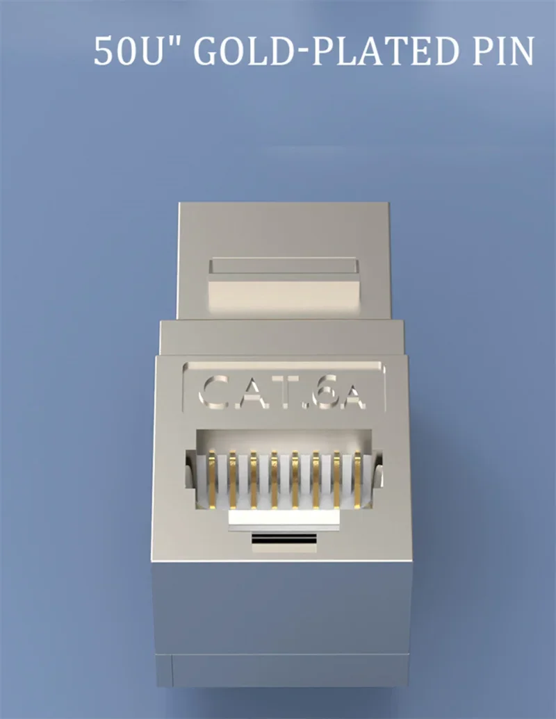 Acoplador Cat 6A RJ45, adaptador de conector Keystone divisor hembra RJ 45 blindado en ángulo de 90 grados para placa frontal de Panel en blanco - imagen 4