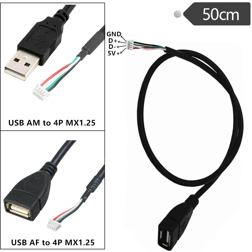 Cable USB a 4P MX1.25, 4P MX1.25 hembra a USB 2.0 hembra/macho Cable USB a Dupont Cable de datos de 4 pines 50cm - imagen 2