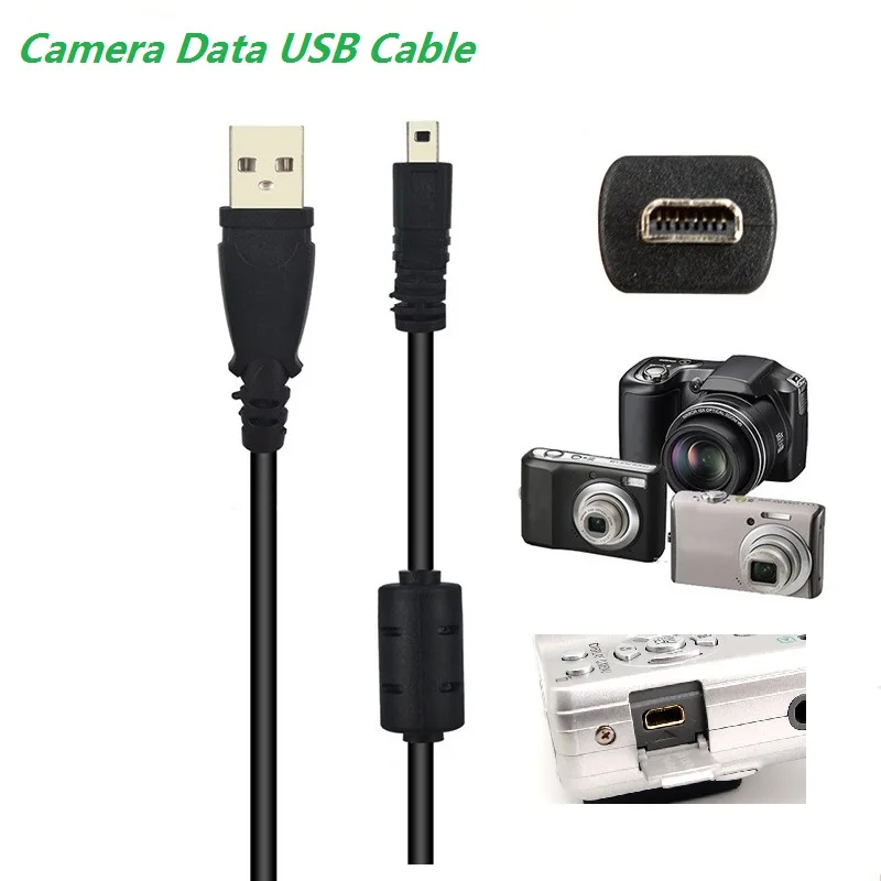Un cable USB negro con un cable de datos de la cámara