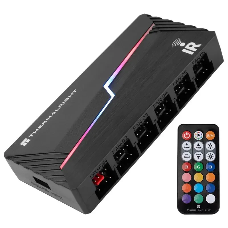 Hub de ventilador ARGB, control remoto por infrarrojos compatible con computadora PWM+Light AURA SYNC, interfaz de cabezales 12X - imagen 5