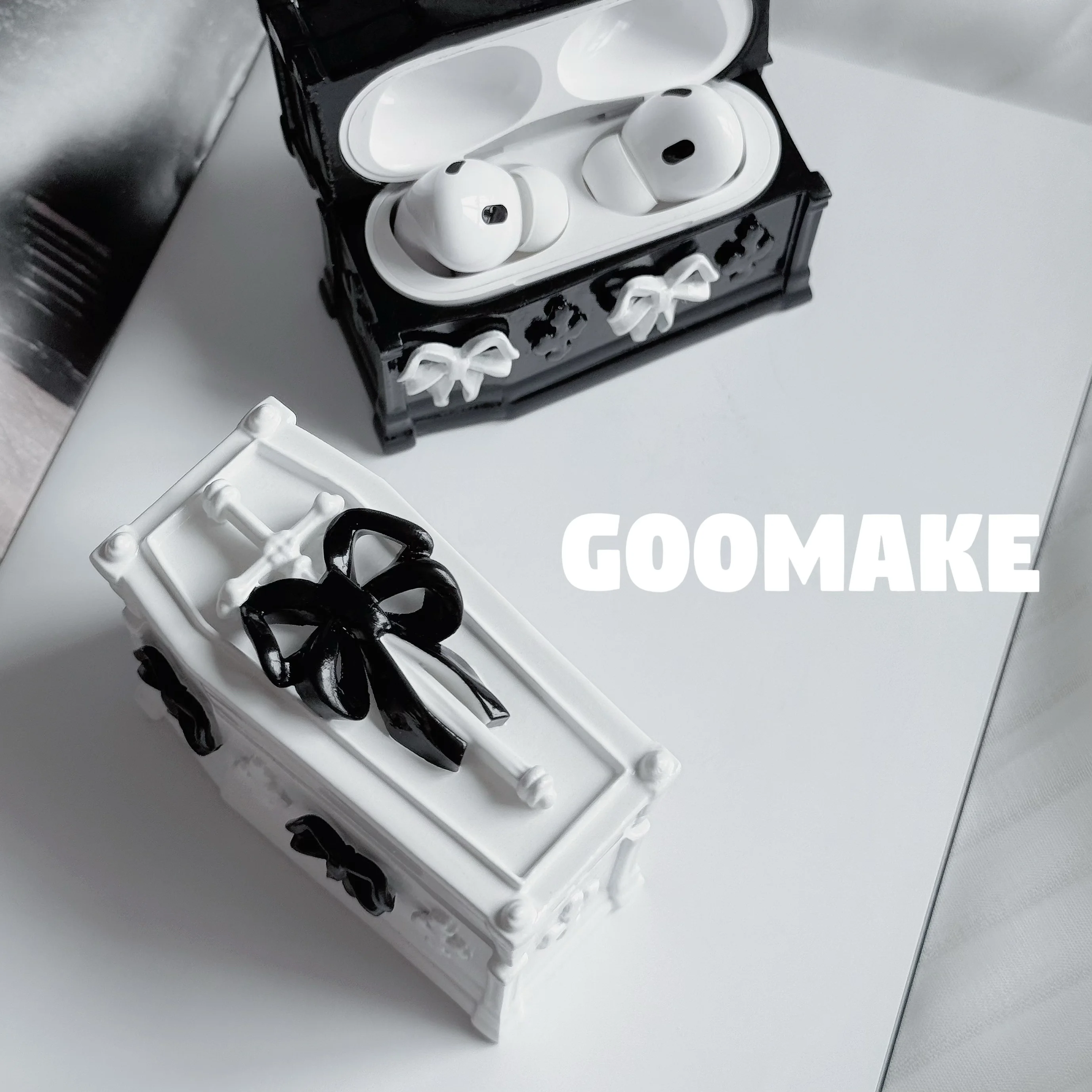 Funda para auriculares con tema de ataúd pequeño, personalizada para Airpods, resina 3D, originalidad, protección contra caídas todo incluido, funda para auriculares, regalo