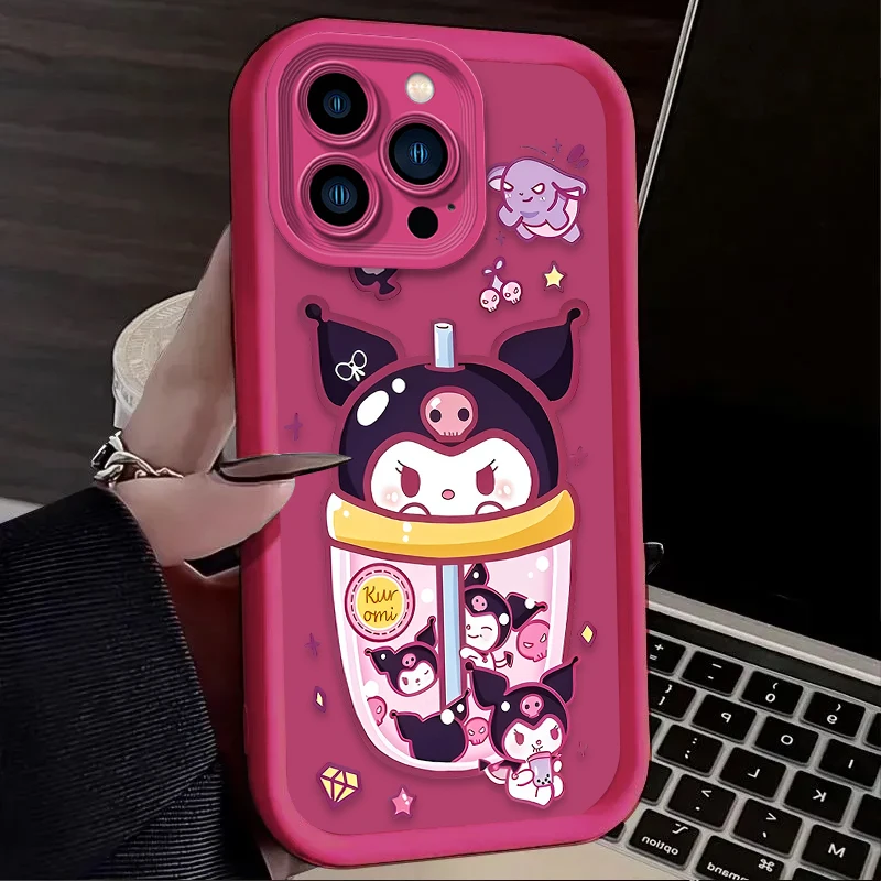 Preciosa funda de teléfono suave de dibujos animados Sanrio para iPhone 16 16E 15 14 13 12 11 Pro Max X XS X S Max XR SE 2020 SE4 7 8 Etui a prueba de golpes - imagen 3