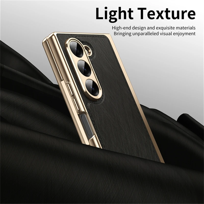 Funda de teléfono de cuero con textura de seda de lujo para Samsung Galaxy Z Fold 6 5 4 3 5G, funda ultrafina mate a prueba de golpes para Galaxy Z Fold6 - imagen 5