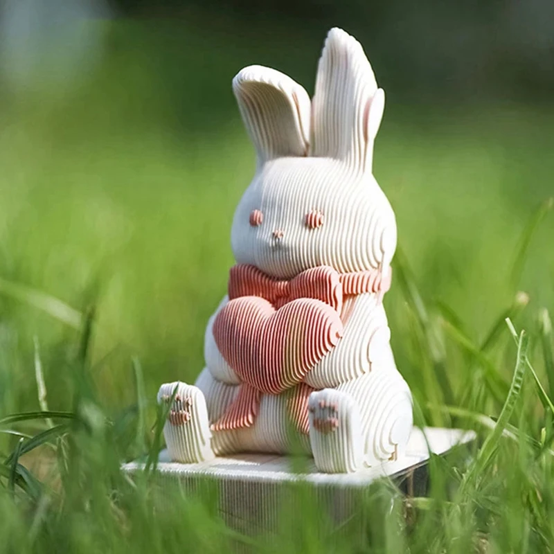 Bloc de notas de conejo lindo, Bloc de notas de conejo, regalo de cumpleaños, escultura de papel de niña, decoración artística - imagen 5