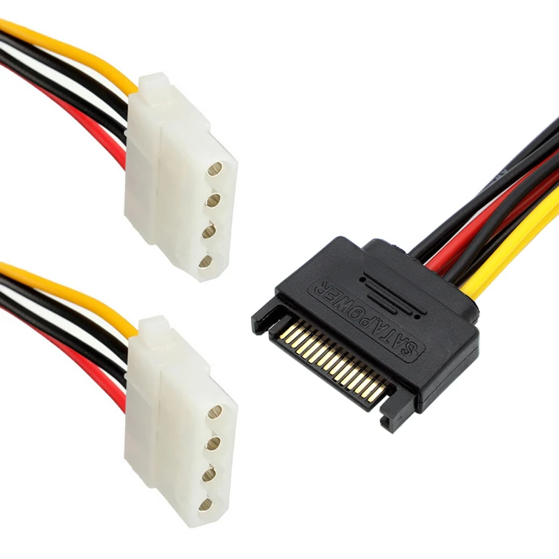 20cm SATA macho a doble 4 pines hembra modelo IDE fuente de alimentación Cable de ordenador Cable de disco duro Sata 1 a 2 4PIN molex IDE - imagen 3