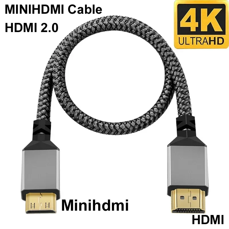 4K @ 60HZ trenza de nailon HD Compatible V2.0 HDMI a MINI HDMI extensión MINIHDMI Cable de enchufe macho a macho 1M/1,5 M/2M/3M/5M/10m hdtv tv - imagen 2
