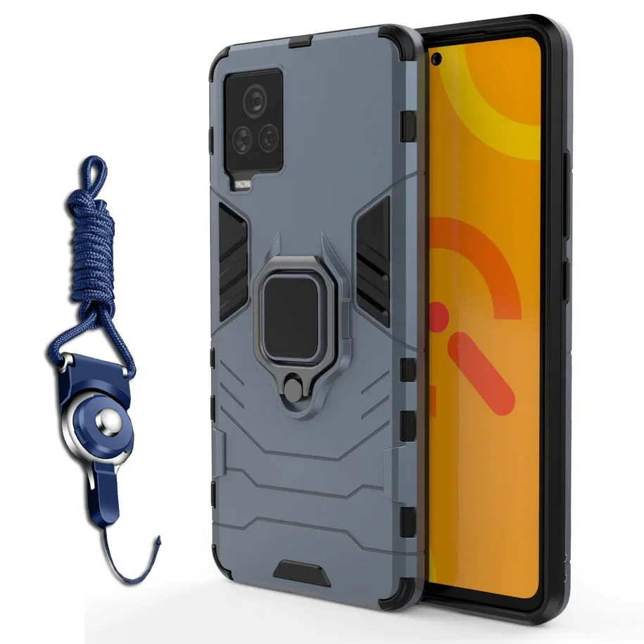 Funda híbrida con tira para VIVO IQOO 7, carcasa para IQOO U3 5 Pro, protector de teléfono con soporte para VIVO X60 Pro Y52S Y20 V20 Y73S S7