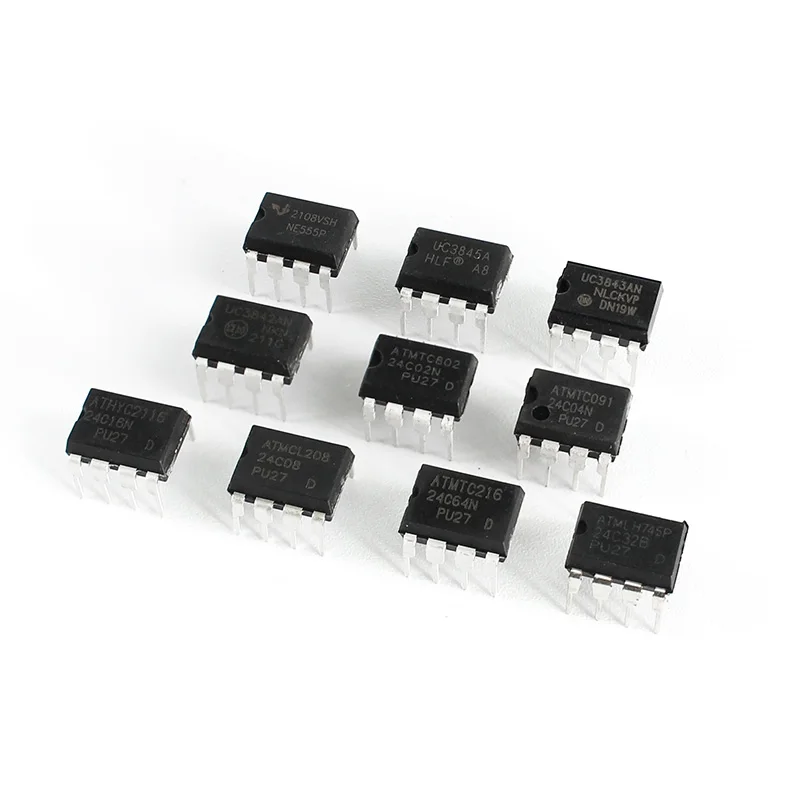 Kit de electrónica de 10 valores, Chip IC de circuito integrado, NE555, UC3842, UC3843, UC3845, 24C02, 24C04, 24C08, 24C16, 24C32, 24C64 - imagen 2