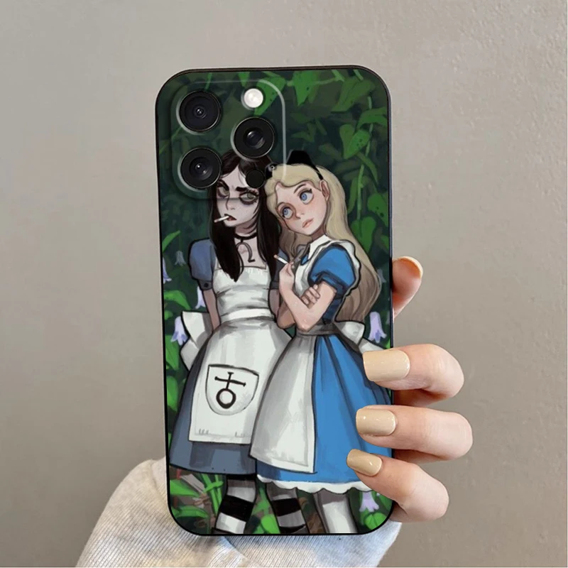 Disney Alicia en el país de las Maravillas, funda negra de TPU para iPhone 15, 14, 13, 12, 11, XS, XR, X, 8, 7, SE Pro Max Plus, Mini - imagen 4