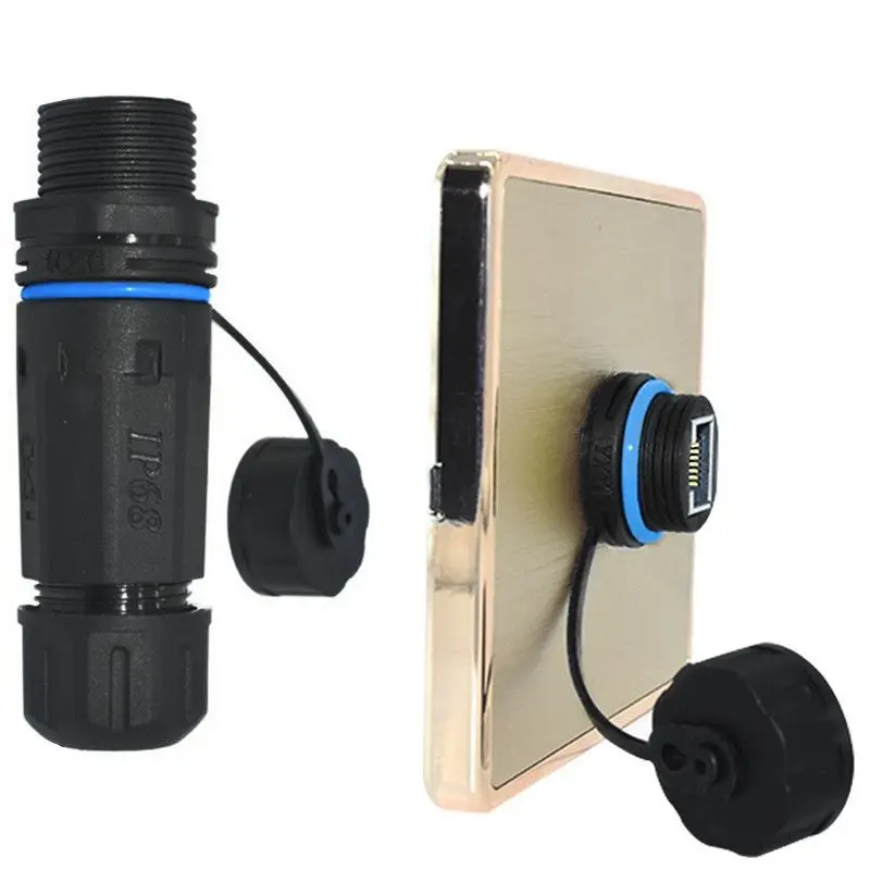IP68 impermeable CAT6 Gigabit blindado RJ45 hembra a hembra M23 Panel fijo impermeable conector Ethernet conector LAN - imagen 4