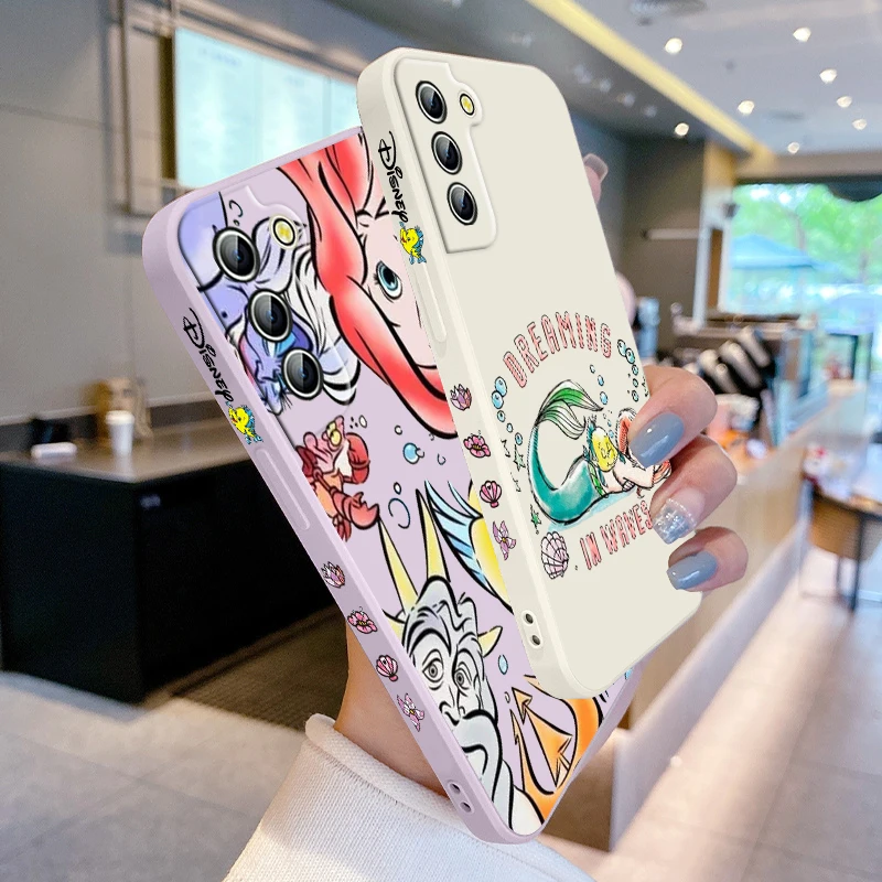 Disney-funda de teléfono de La Sirenita para Samsung Galaxy S24, S23, S22, S21, S20 Pro, FE Plus, Ultra líquida, cubierta de cuerda izquierda - imagen 3
