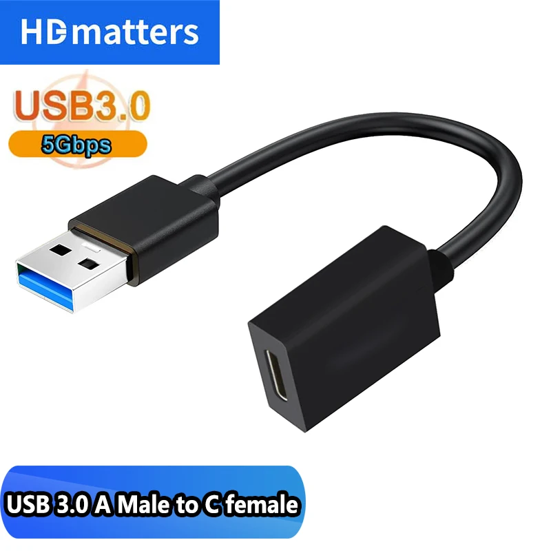 Adaptador de cable USB‐A macho a USB-C hembra 5Gbps Tipo A USB 3.0 macho a USB 3.1 Tipo C hembra Adaptador Convertidor USB A a C hembra