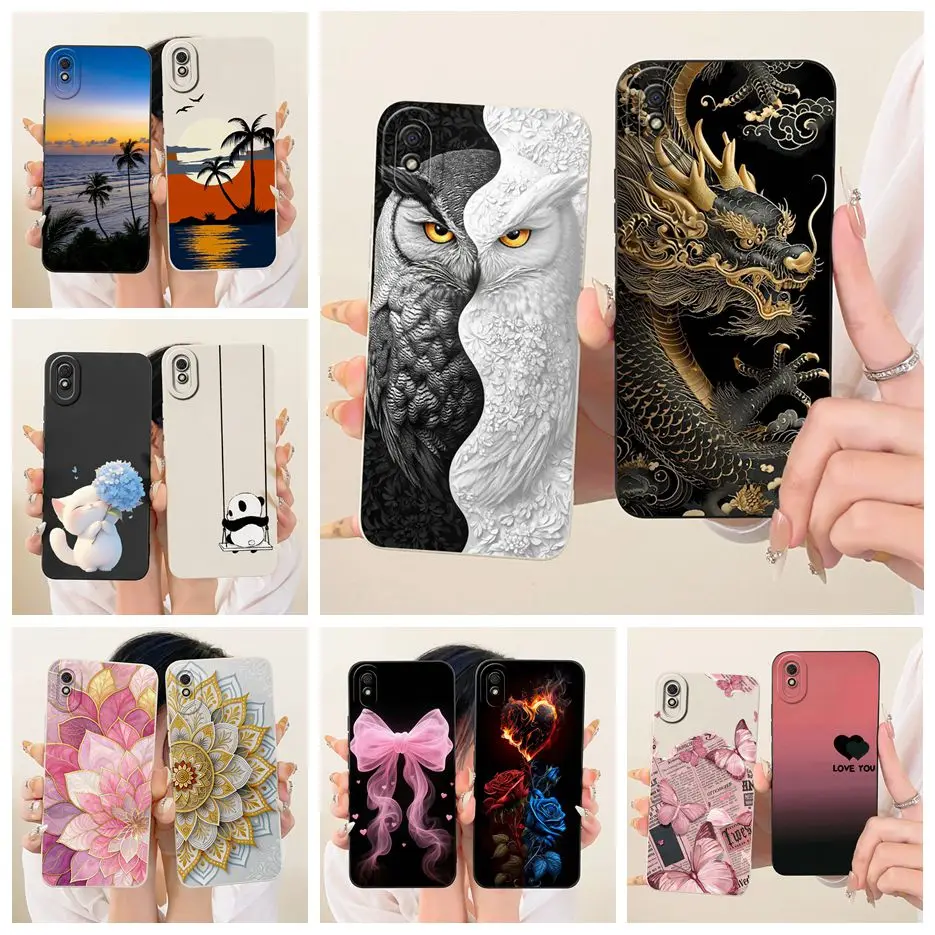 Para Xiaomi Redmi 9A funda Cool búho dragón pintado cubierta a prueba de golpes suave TPU funda de teléfono para Xiaomi Redmi 9AT Redmi9A T Fundas bolsas