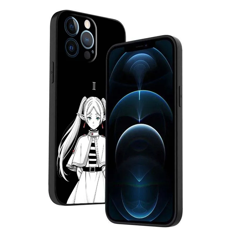 Japón Anime Frieren para Apple iPhone 12 11 8 7 6 6S XS XR X SE Mini Plus Pro Max funda de teléfono negra - imagen 5