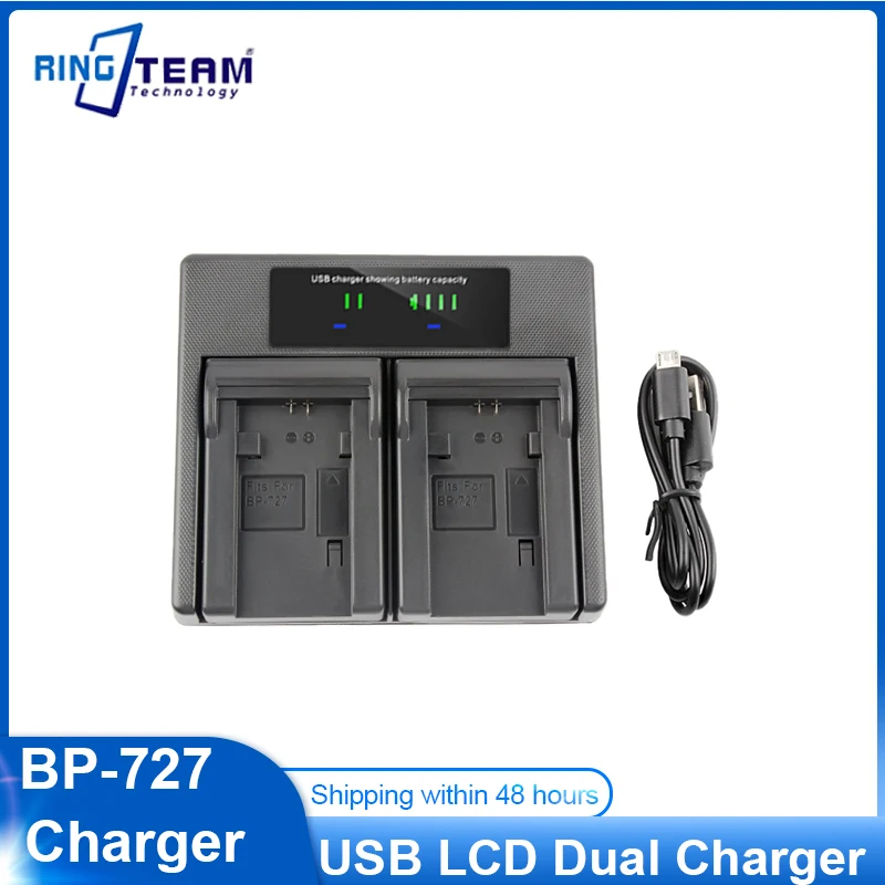 BP-727 BP727 BP 727 batería USB cargador Dual para Canon BP-709 BP-718 BP-745 VIXIA HF R30 M50 M52 500 M56 M506 R36 R38 R306 R400 - imagen 2