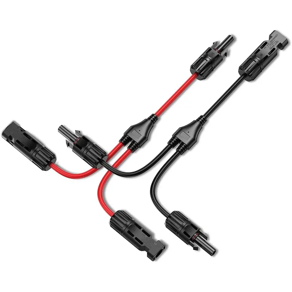 Conectores de energía Solar 30A, Cable de rama en Y, adaptador paralelo de Cable Solar en par para Panel Solar 1 x M/FF + 1 x F/MM, negro Y rojo - imagen 2