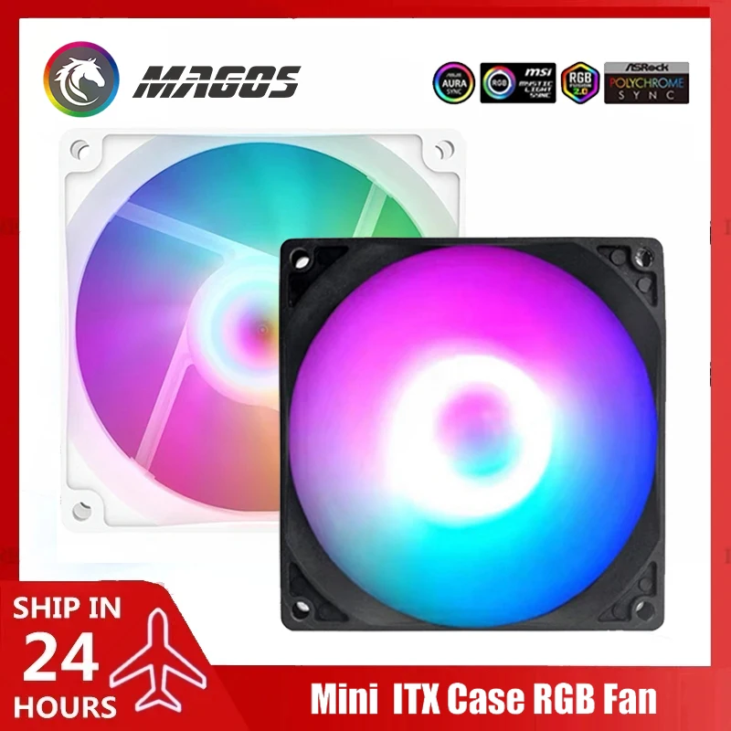 MetalFish Mini ITX Case ARGB ventilador 8cm 9cm ventilador de radiador de refrigeración por agua/aire 8025 9225 placa base más fresca 5V sincronización + 4 pines PWM