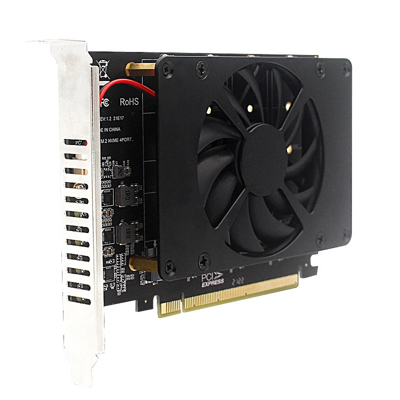Tarjeta de expansión M.2 NVME HDD PCIE X16 NVME M.2 M Key SSD RAID tarjeta adaptadora con soporte de ventilador 2230 2242 2260 2280 - imagen 2