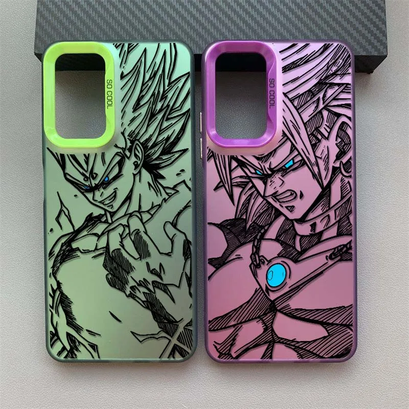 D-Dragon Ball Goku Vegeta Art Cover para Redmi Note 14 13 12 11 10 9 8 Pro Plus funda de teléfono plateada colorida - imagen 2