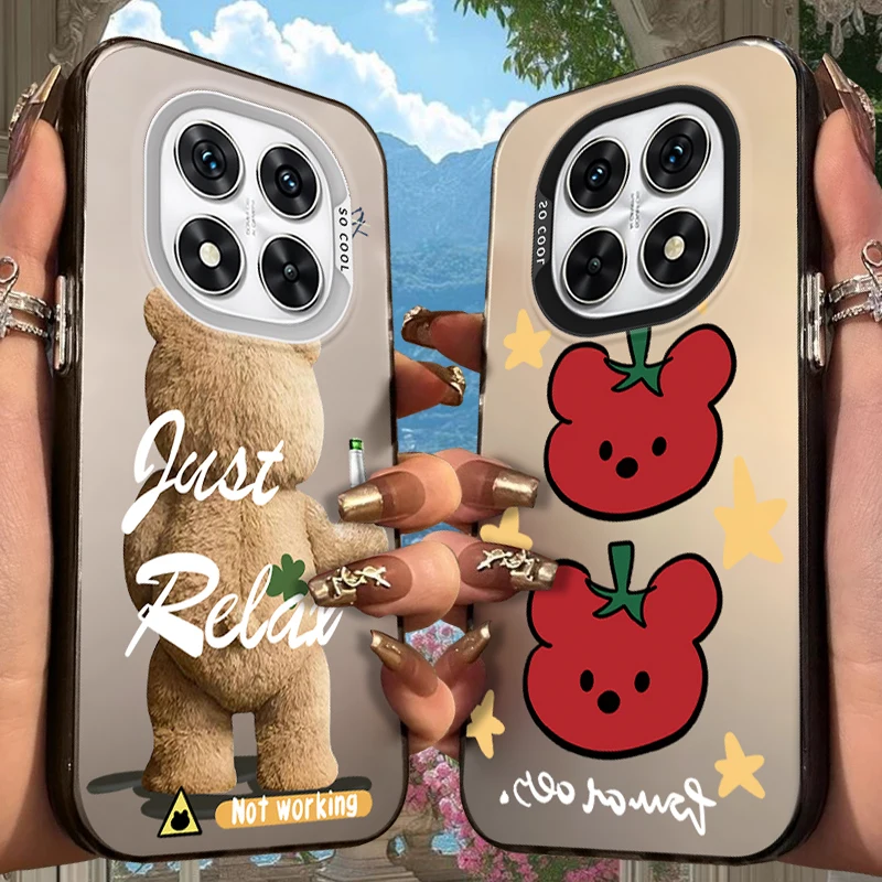 Funda esmerilada de oso bonito para Xiaomi Redmi Note 14 13 12 10 Pro Plus 11S 14C 13C 12C 9C 11S K70 K60 A2 A1 Turbo 4 cubierta acrílica
