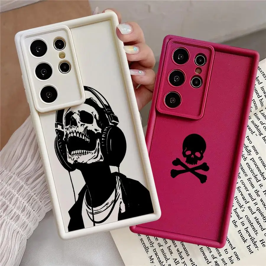 Funda de teléfono suave para Samsung Galaxy S23 S21 S20 S25 S23 Plus S24 FE S25 Ultra S24 Note 20 Ultra S22 Skull Cool - imagen 3