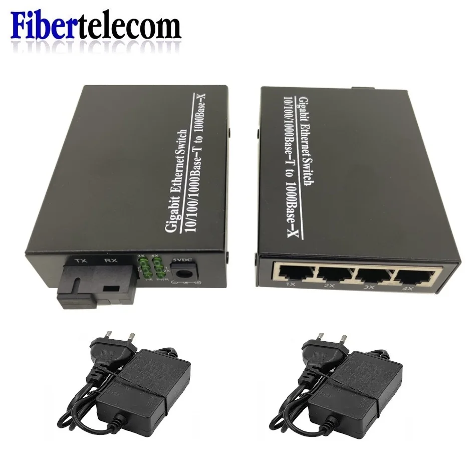 Convertidor Medios Fibra Óptica Gigabit Monomodo a RJ45 SC - imagen 2