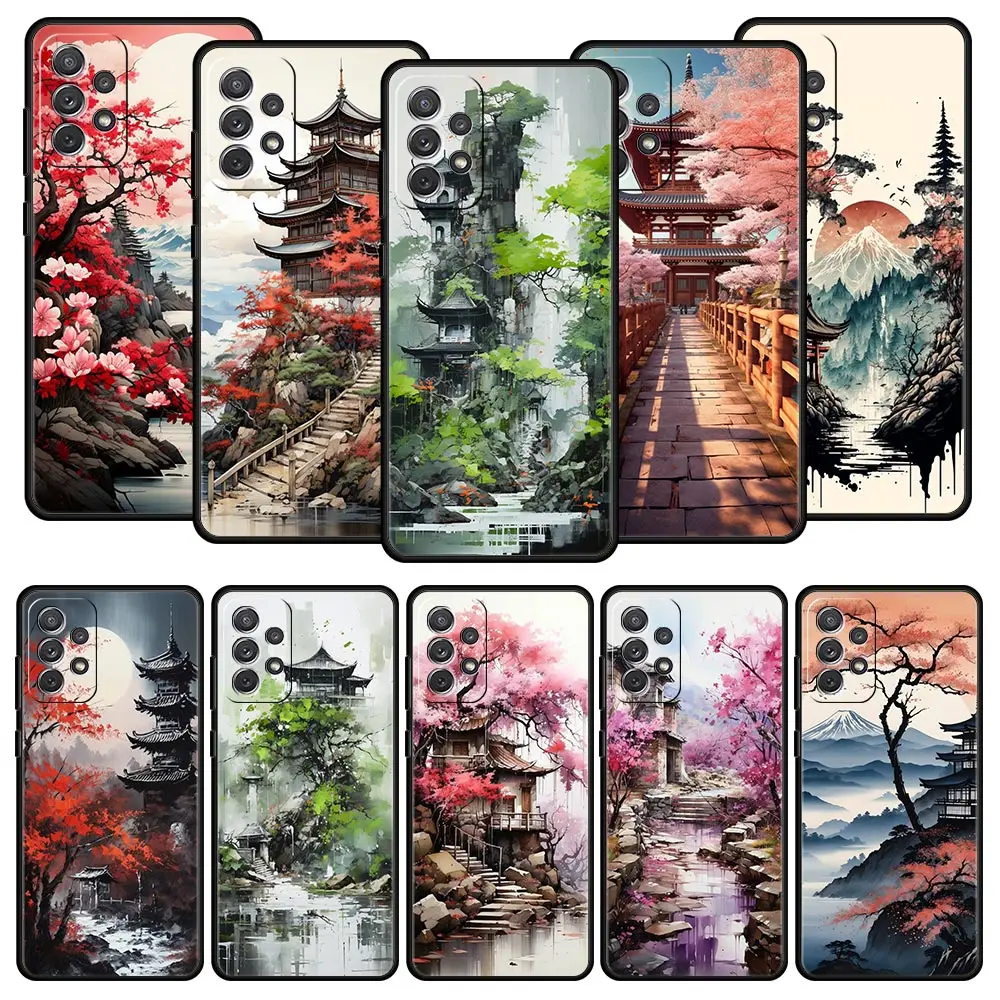 Funda con pintura de tinta y lavado para Samsung A51 A71 A21S A12 A11 A15 A25 A31 A41 A52 A32 A23 A33 A53 A73 A03S A05S A13 5G A72