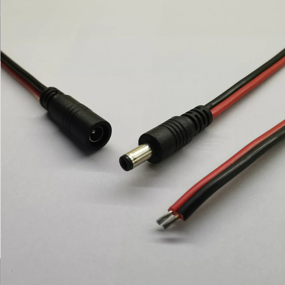 Cable de alimentación macho hembra 18 AWG 5A conector CC 30cm 2 pines 5-24V Cable adaptador de corriente 5,5x2,1mm 2,5mm enchufe para tira de LED de cámara de TV - imagen 4