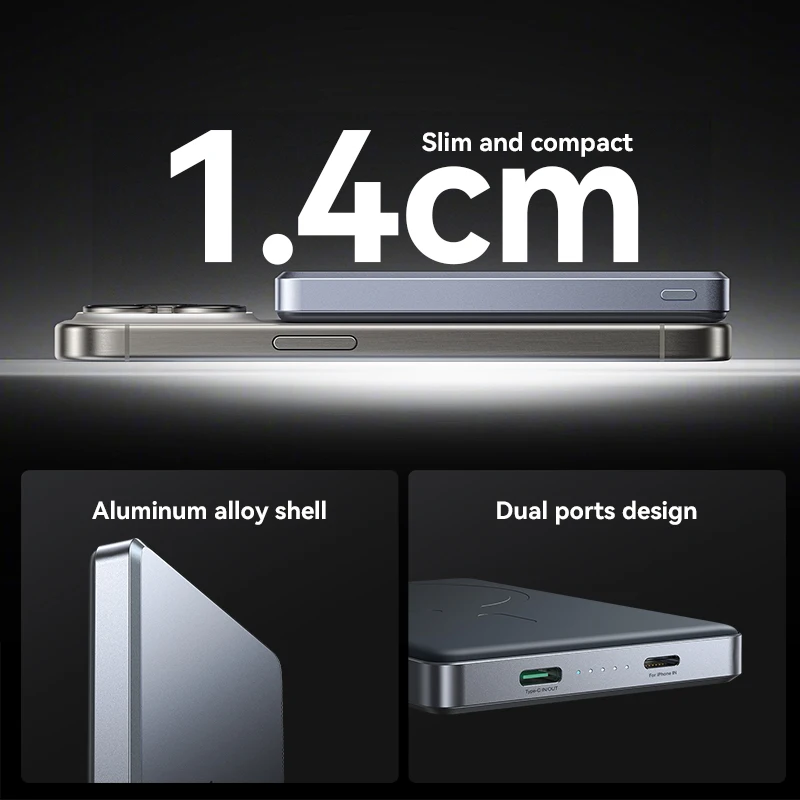 Joyroom-Banco de energía magnético inalámbrico, 20W, 10000mAh, Cable tipo C, cargador delgado portátil MagSafe para iPhone serie 16-12 - imagen 2