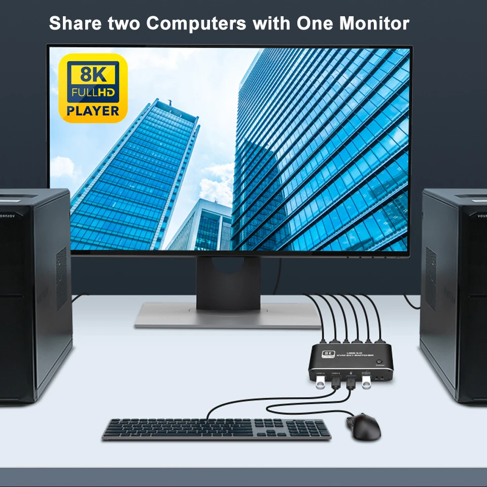 Navceker-conmutador KVM 8K, conmutador compatible con HDMI, 4K, 120Hz, 2 puertos, HD, KVM, USB, para Monitor compartido, teclado y ratón, impresora, PC - imagen 4