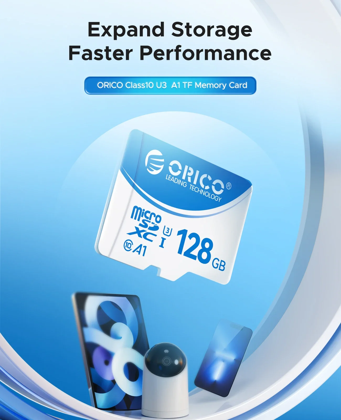 Tarjeta de memoria ORICO T3 128GB microSDXC UHS-I, lectura de 70 MB/s, escritura de 60 MB/s, reducción 4K UHD, U3, Class10, V30, A1, Micro SD - imagen 3