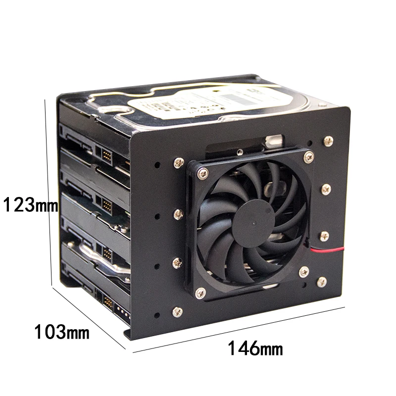 Soporte de disco duro 4F 3,5, soporte de expansión para chasis de ordenador, ventilador de refrigeración, disco duro mecánico, soporte de metal, estante blanco y negro - imagen 4