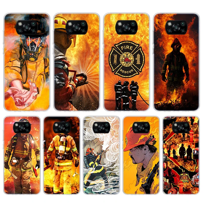 Funda de teléfono de silicona con llama de héroe de bomberos para Xiaomi Poco X3 Nfc X5 X6 X7 F7 Ultra F6 F5 Pro M6 M5S X4 F4 GT M4 M3 F3 cubierta Poco X3