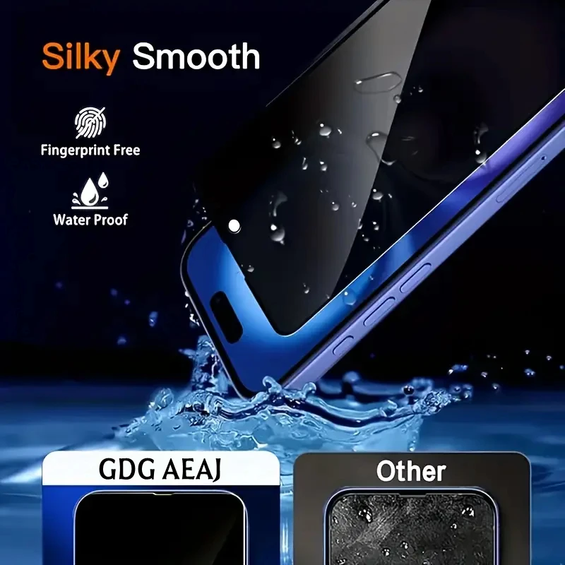 5 uds cubierta completa de vidrio antiespía para iPhone 16 15 14 11 12 13 17 Pro Max Protector de pantalla de privacidad para iPhone Air XR X XS 16 Plus - imagen 5