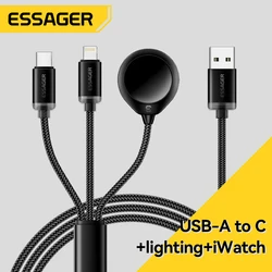 Essager Cable Carga Rápida iPhone 16/15/14/13 Pro Apple Watch USB-C