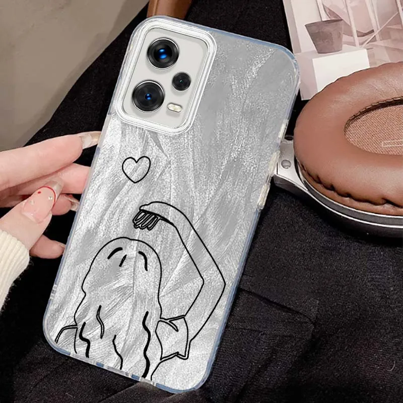 Funda de pareja de línea de moda para Xiaomi Redmi 9 9A 9AT 9C 10A 9T 10 10X 11A 12C 12 13C 13R 14C funda de teléfono con textura de pluma principal - imagen 5