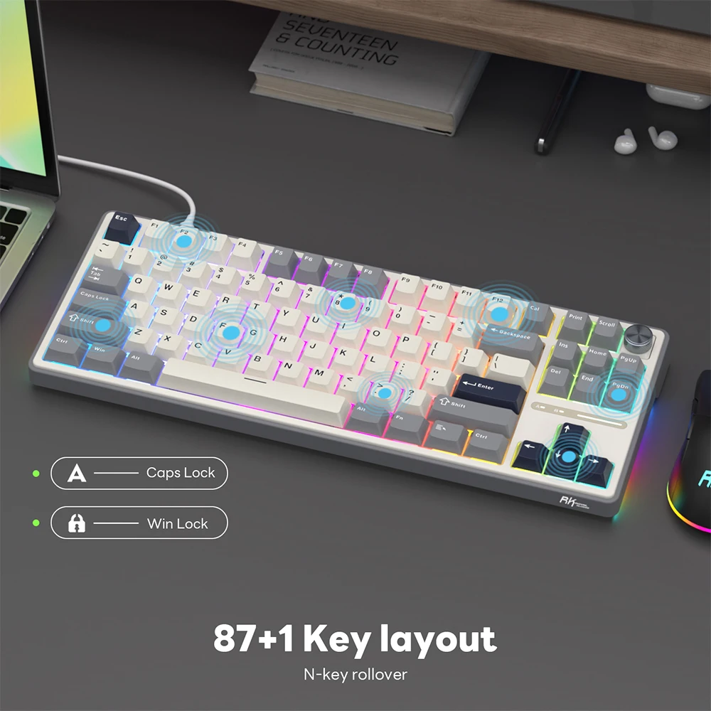 RK Royal Kludge RK R87Pro junta teclado de jugador con cable intercambiable en caliente 88 teclas Teclado mecánico 88% RGB retroiluminado con teclas PBT - imagen 5